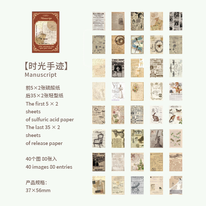 80 Pcs Mini Vintage Scrapbook Paper ZWWG