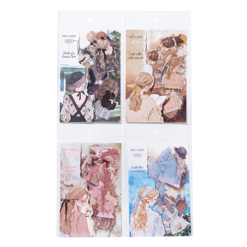 30Pcs Girl Turning Moment PET Stickers ZSSK