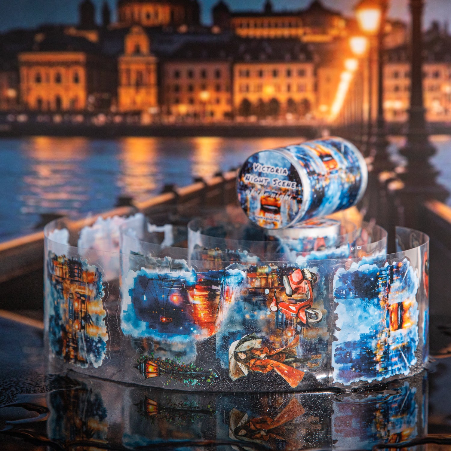 1 Roll Night Landscape PET Stickers Tape WDLYYJ