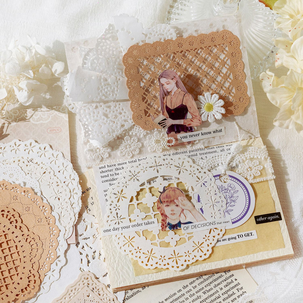 10 Pcs Ornate Lace Vintage Hollow-out Paper YYWGA