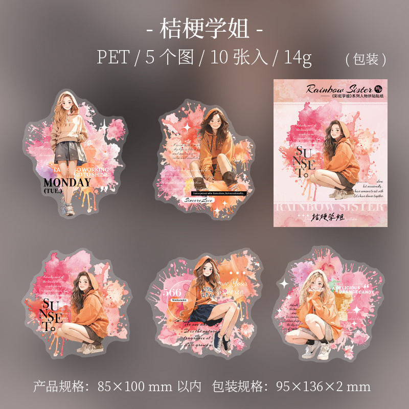 10 Pcs Girl PET Stickers CHXJ