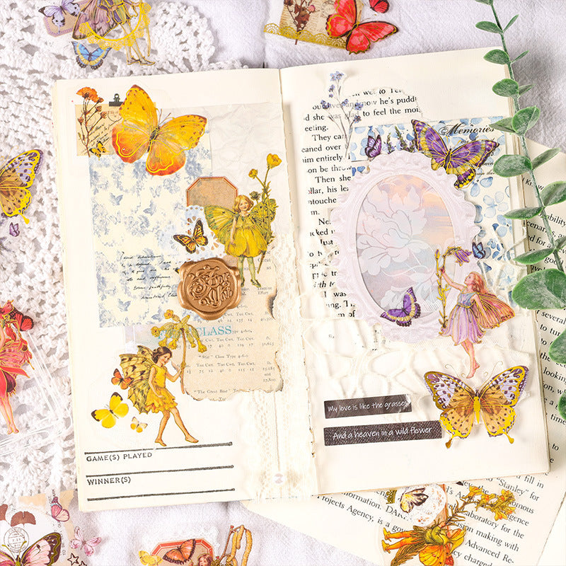 30 Pcs Plants Fairy Gold Foil PET Stickers WWZL