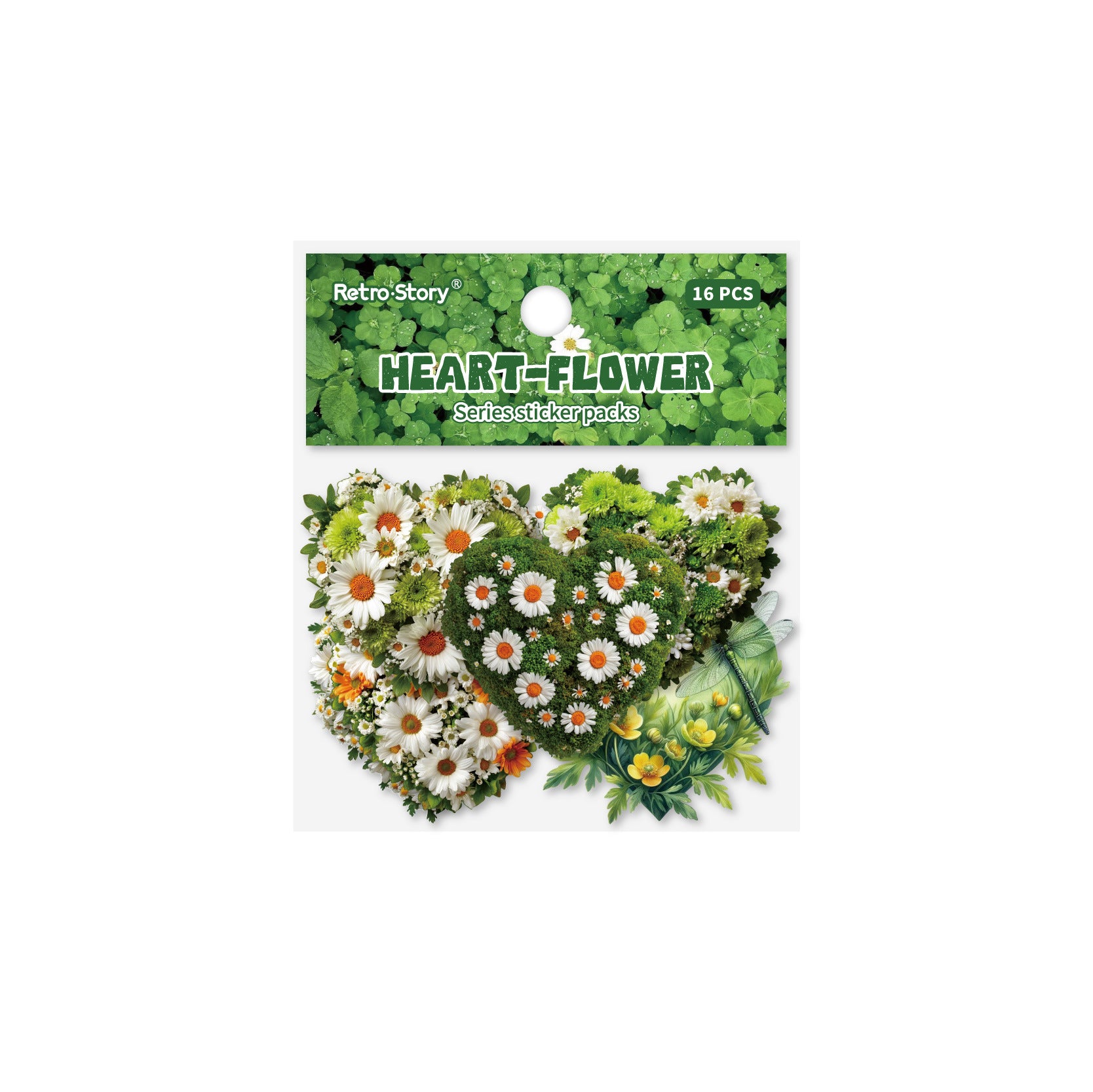 16 Pcs Flower Heart Shape Stickers XHXL