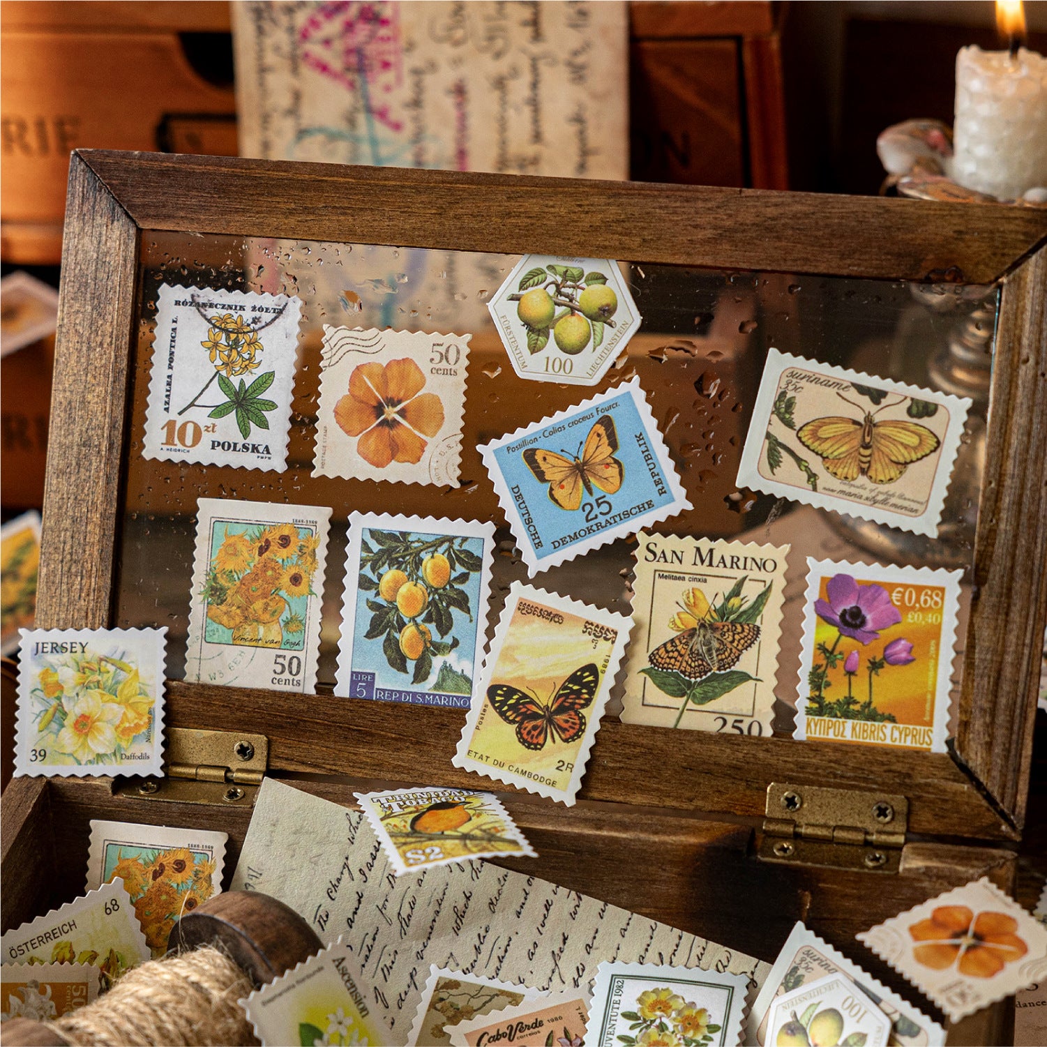 100 Pcs Vintage Natural Post Stamp Stickers YPSCJ