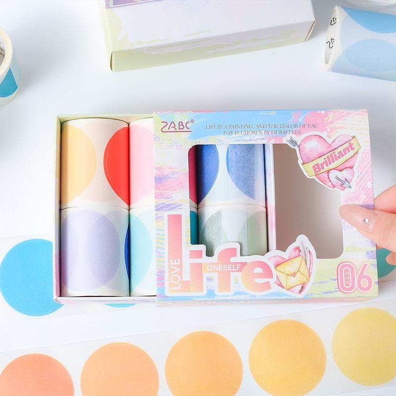 6 Rolls Morandi Dot Washi Plannrr Stickers Tape LMXC