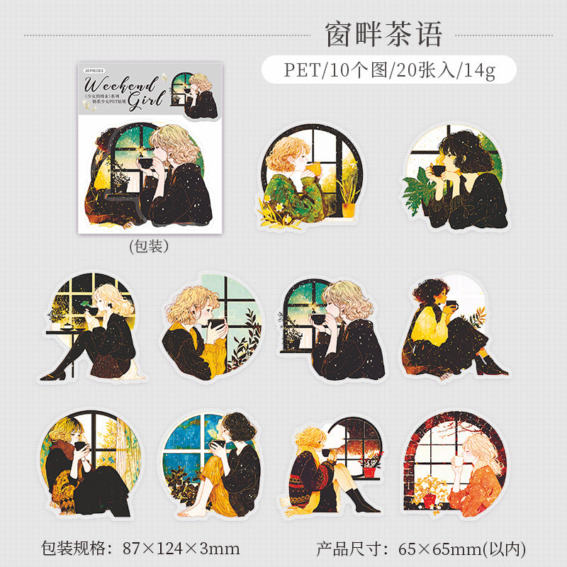 20 Pcs Life Style PET Girl Stickers SNZM