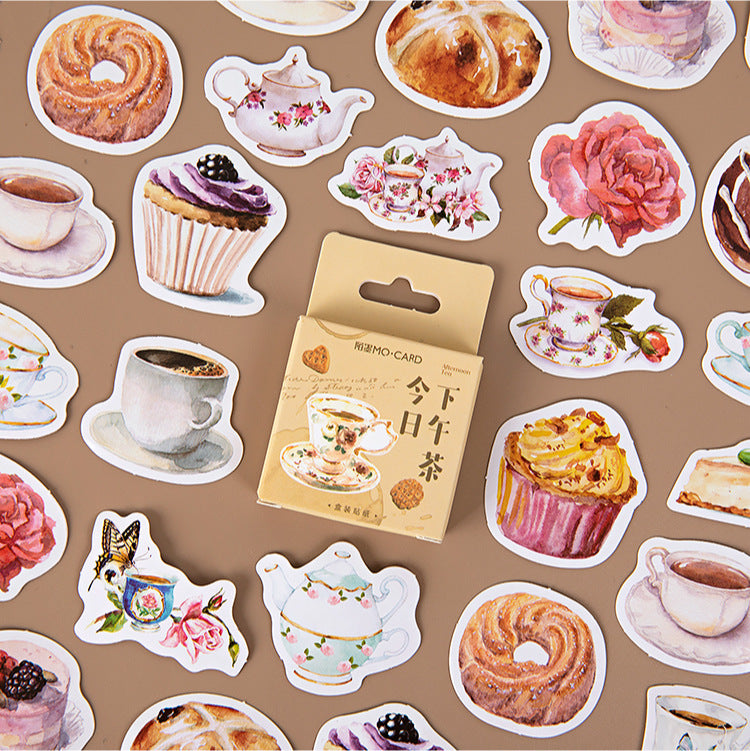46 Pcs Small Coffee Tea Bread Stickers JRXWC