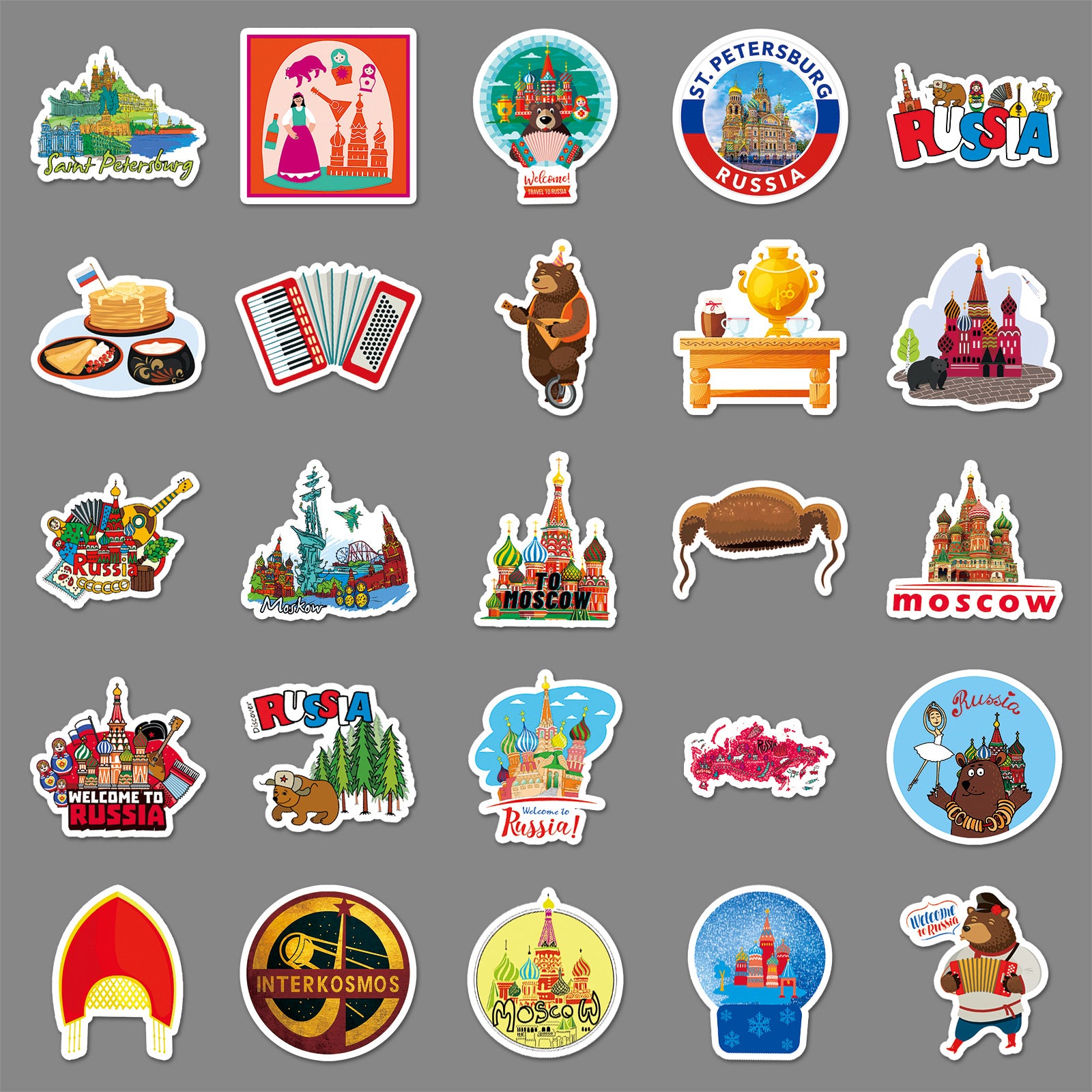 50Pcs Russia Travel Vinyl Stickers TRV09