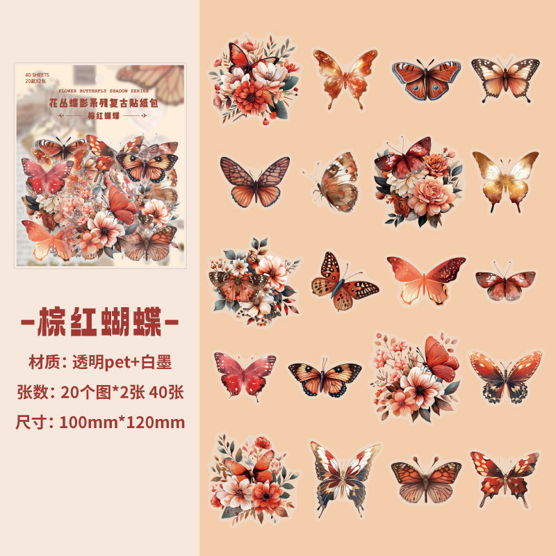 40 Pcs PET Butterfly and Flower Stickers HCDY