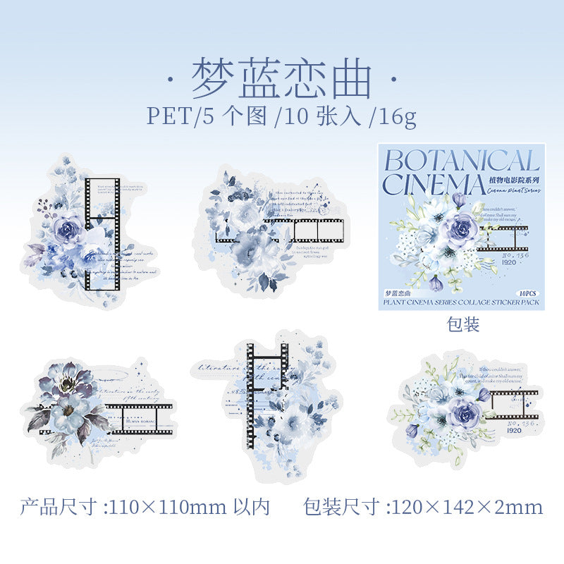 10 Pcs Flower Film PET Stickers ZWDYY