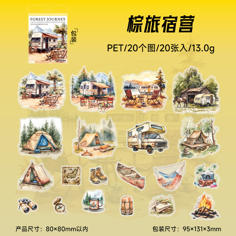 20 Sheets Camping Theme PET Stickers LJZL