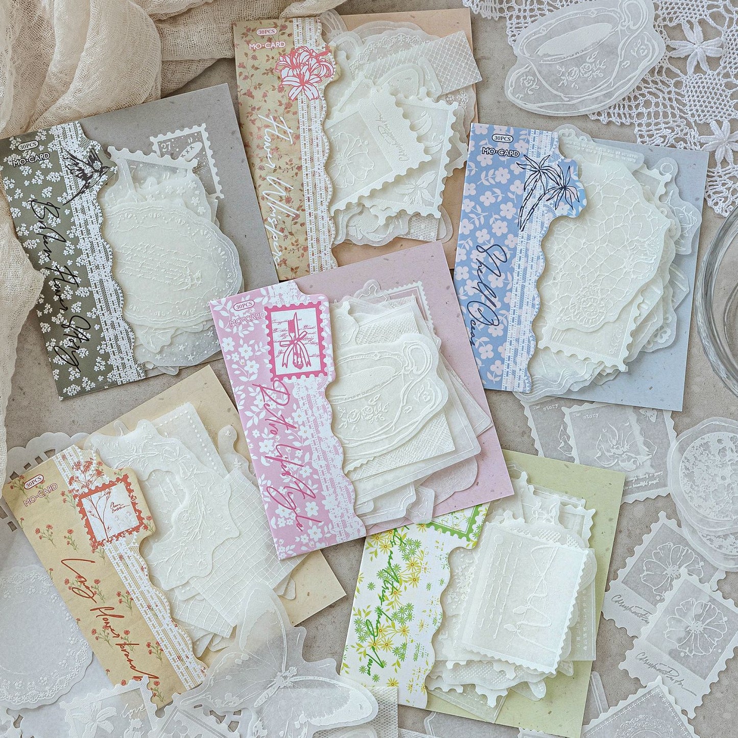 20 Pcs White Botanical Stickers BWSZ