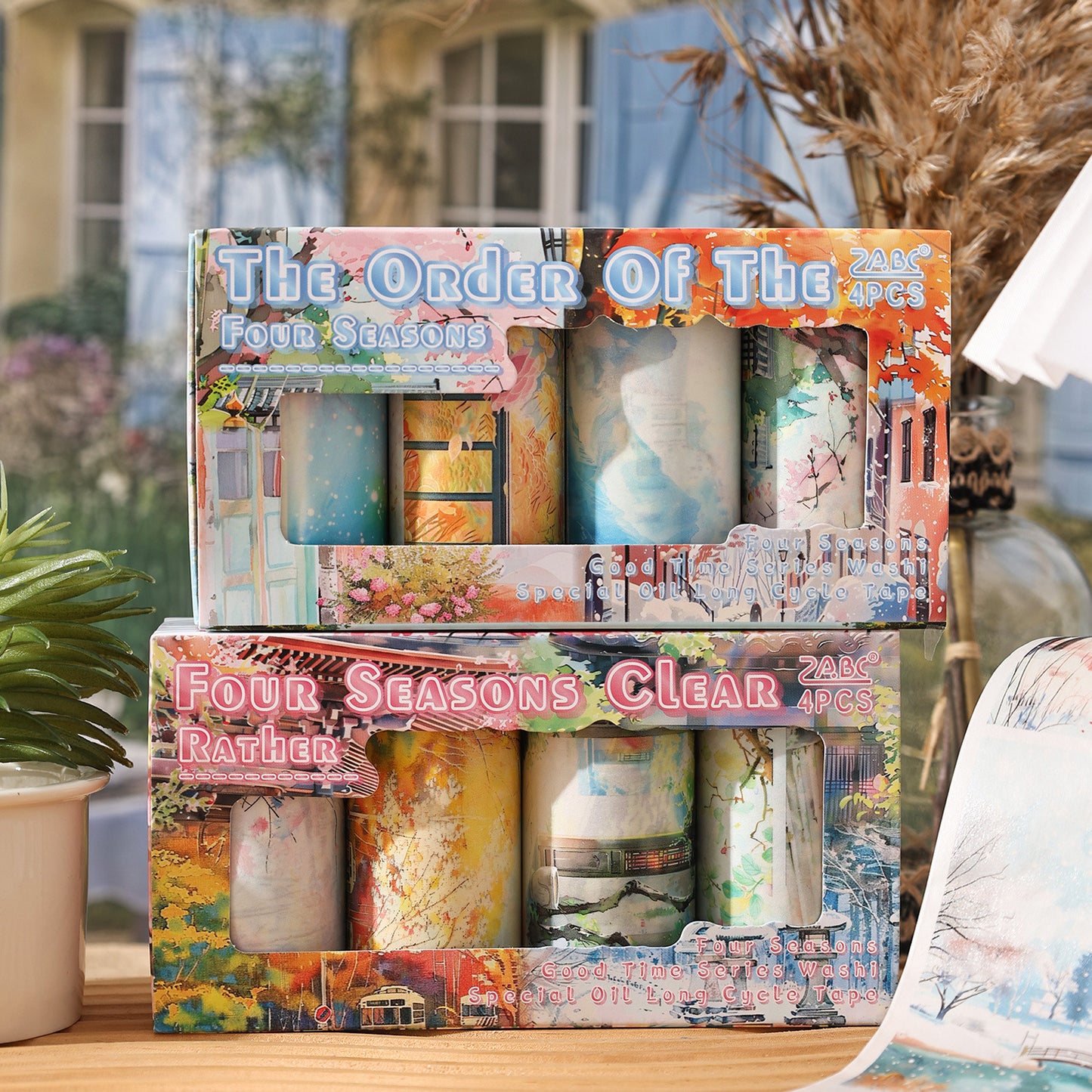 4 Rolls Seasonal Landscape Washi Tapes Set SJLC