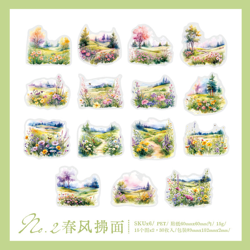 30 Pcs PET Landscape Stickers ZCTLLL