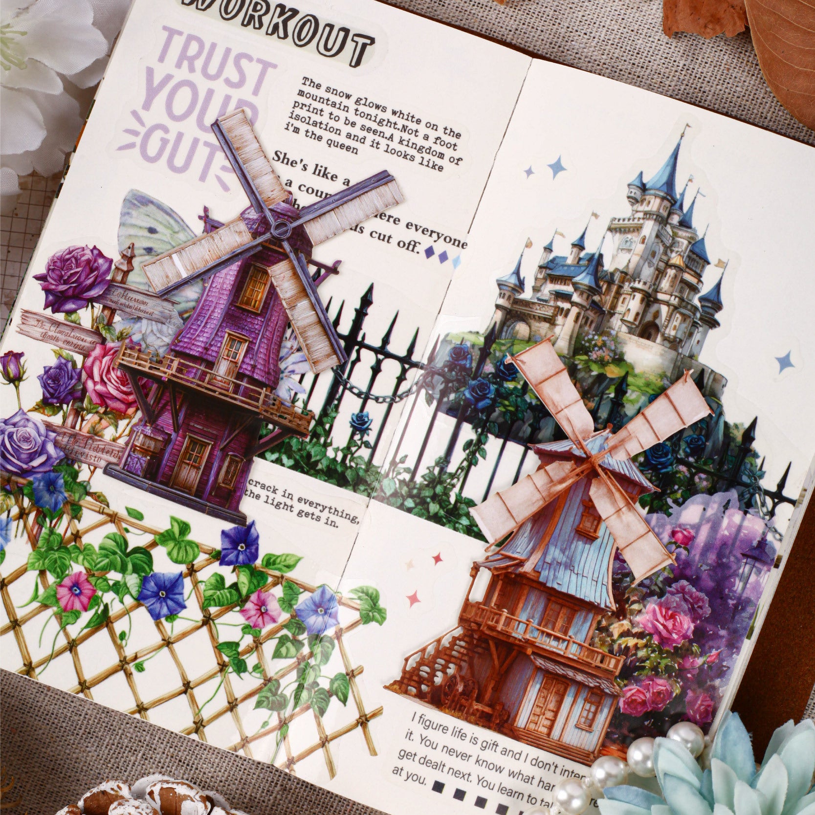 8 Sheets Vintage Windmill Cardstock Stickers FCXL