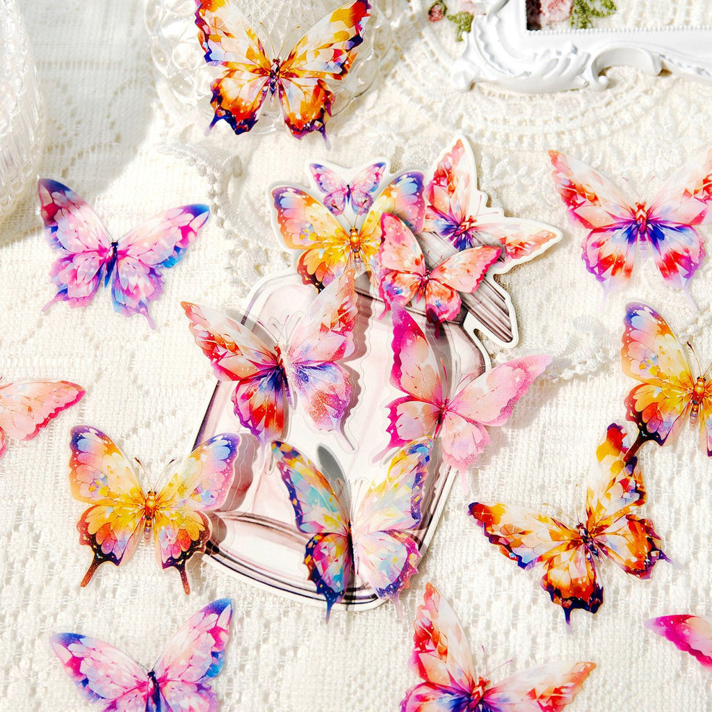 16 Pcs PET Butterfly Stickers XYHD