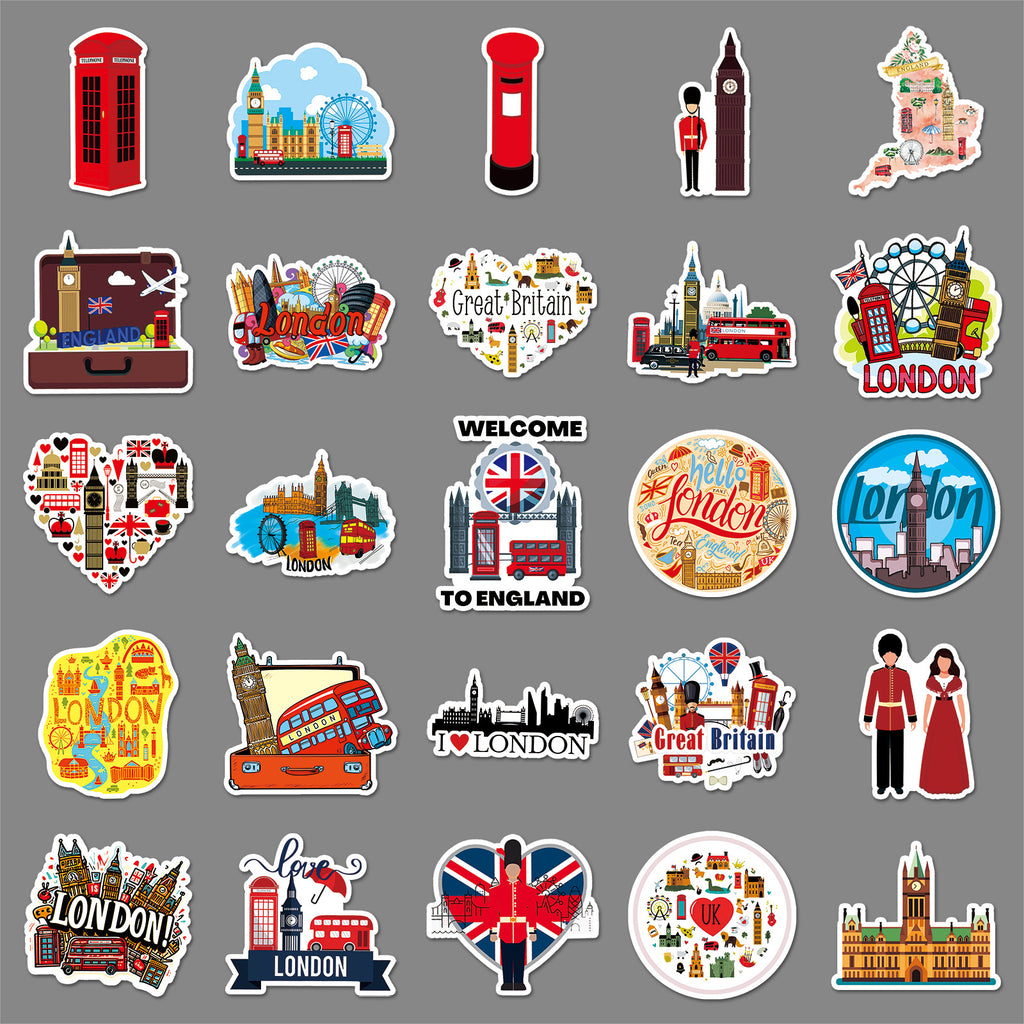 50Pcs Great Britain Travel Vinyl Stickers TRV18