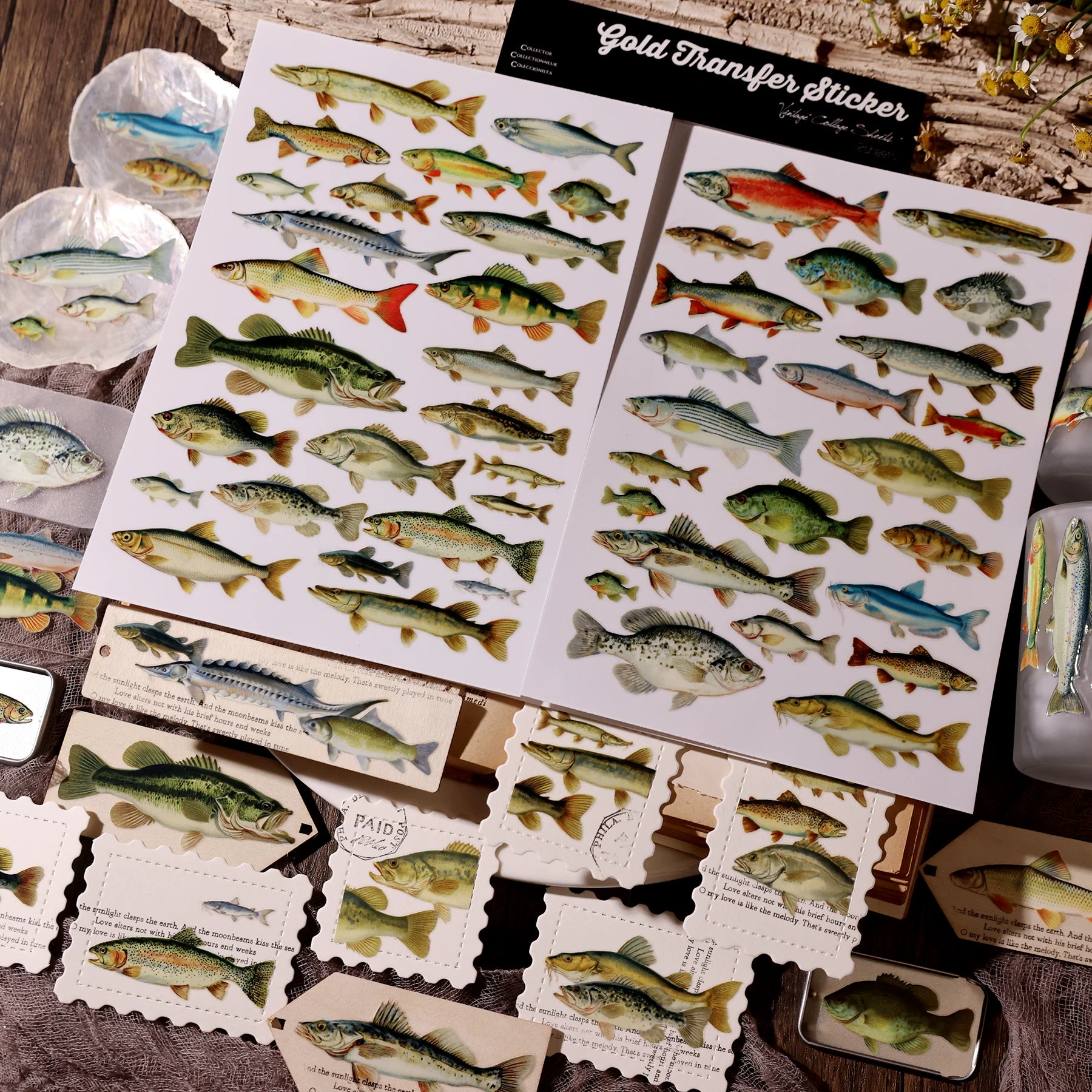 2 Sheets Waterproof Rub on Stickers - Lure Fish