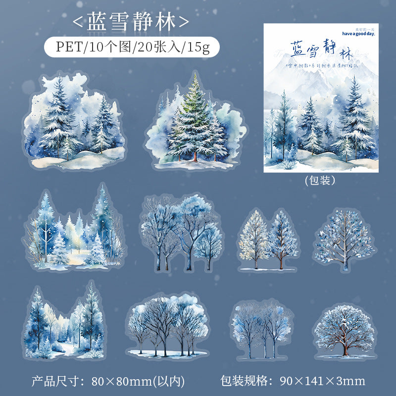 20 Pcs Winter Tree PET Stickers XZSY