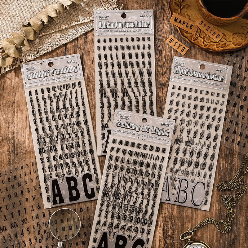 6 Sheets Basic Alphabet Letter PET Stickers JDZM