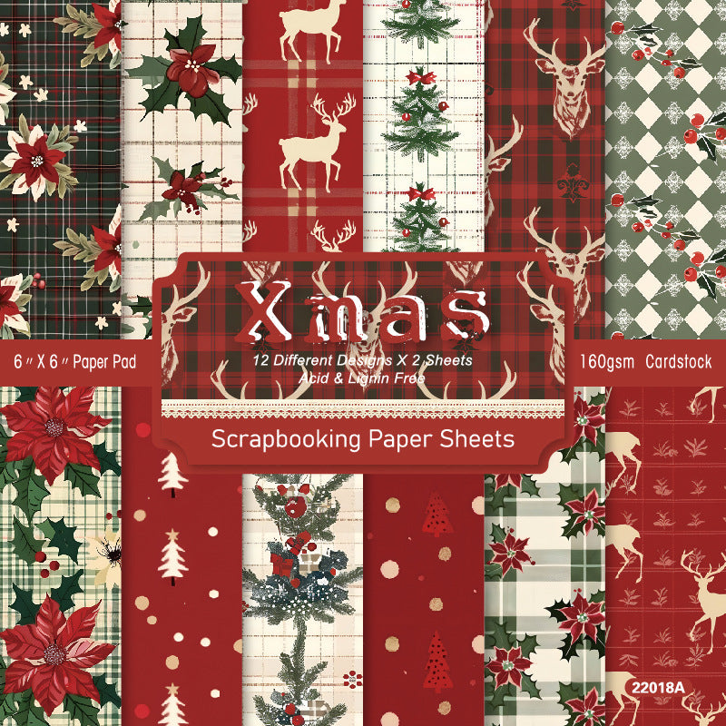 6 inch Christmas Scrapbook Paper Pad SKP018