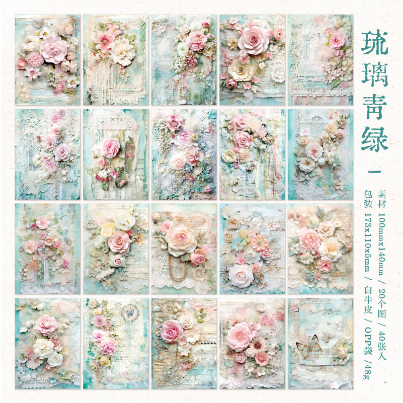 40 Pcs Flowers Scrapbook Paper BYWDHD