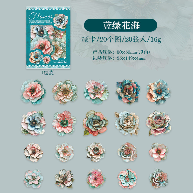 20 Pcs Flowers Cardstock Stickers HXJX