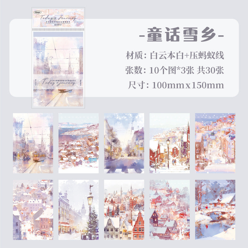 30 Sheets Watercolor Painting Scrapbook Paper JRLC