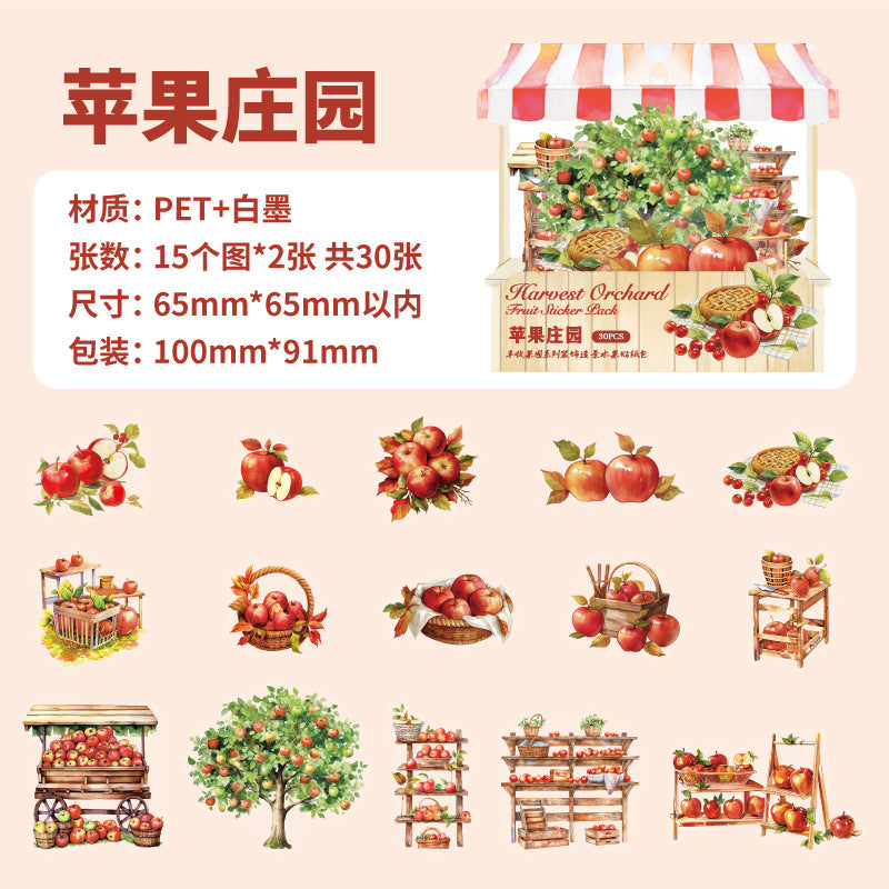 30 Pcs Fruit Shop PET Stickers FSGY