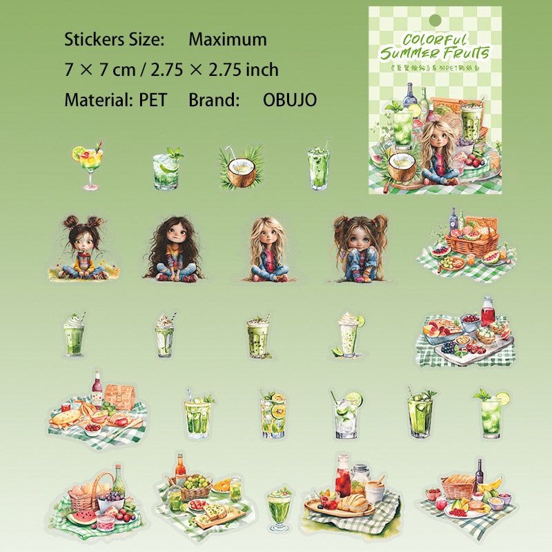 25 Pcs Summer Drink PET Stickers XGBF