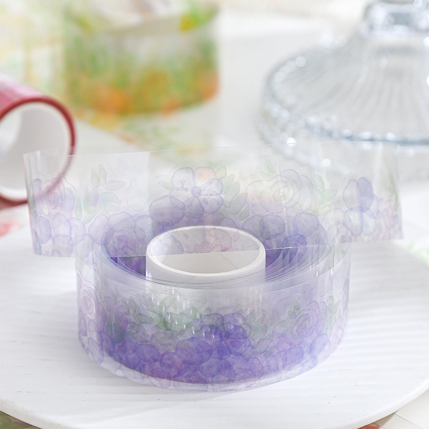 1 Roll Watercolor Flower PET Stickers BLHH