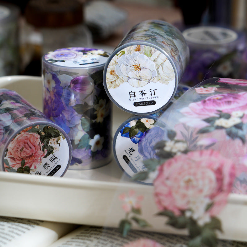 1 Roll Pre-cut PET Flowers Stickers Tape WYHM