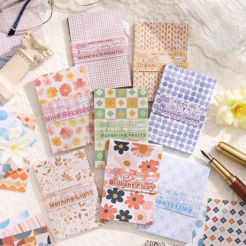 50 Pcs Basic Floral Journal Paper QXSX