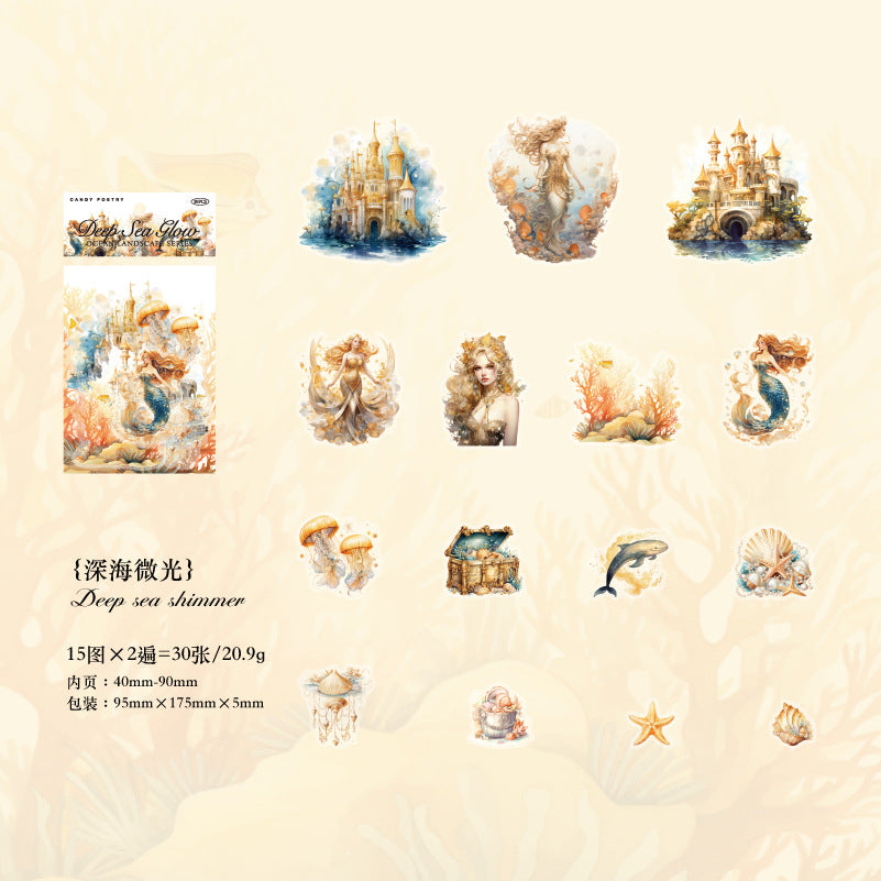 30 Pcs Ocean Landscape PET Stickers HYJG