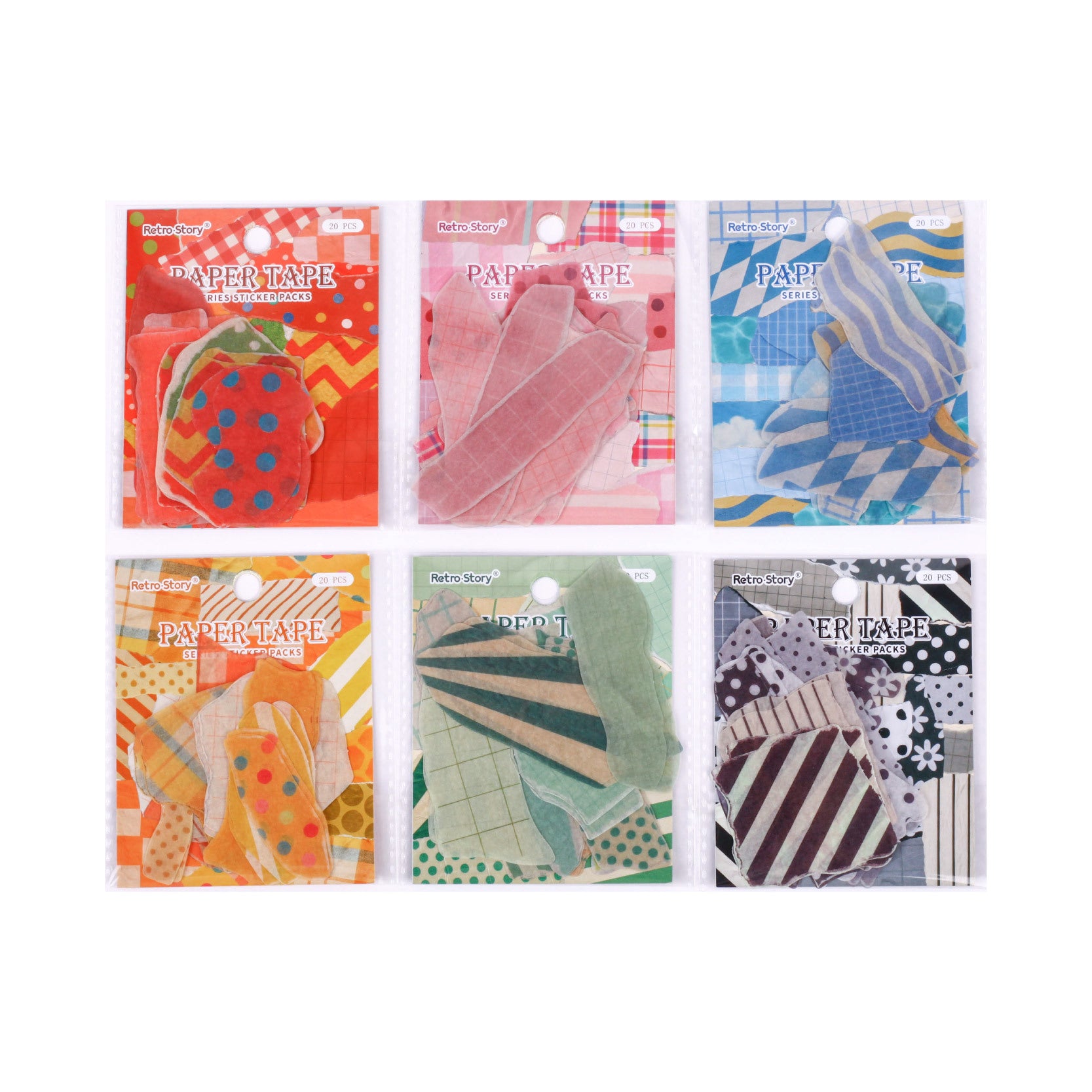 20 Pcs Torned Gird Dot Washi Stickers JIDA