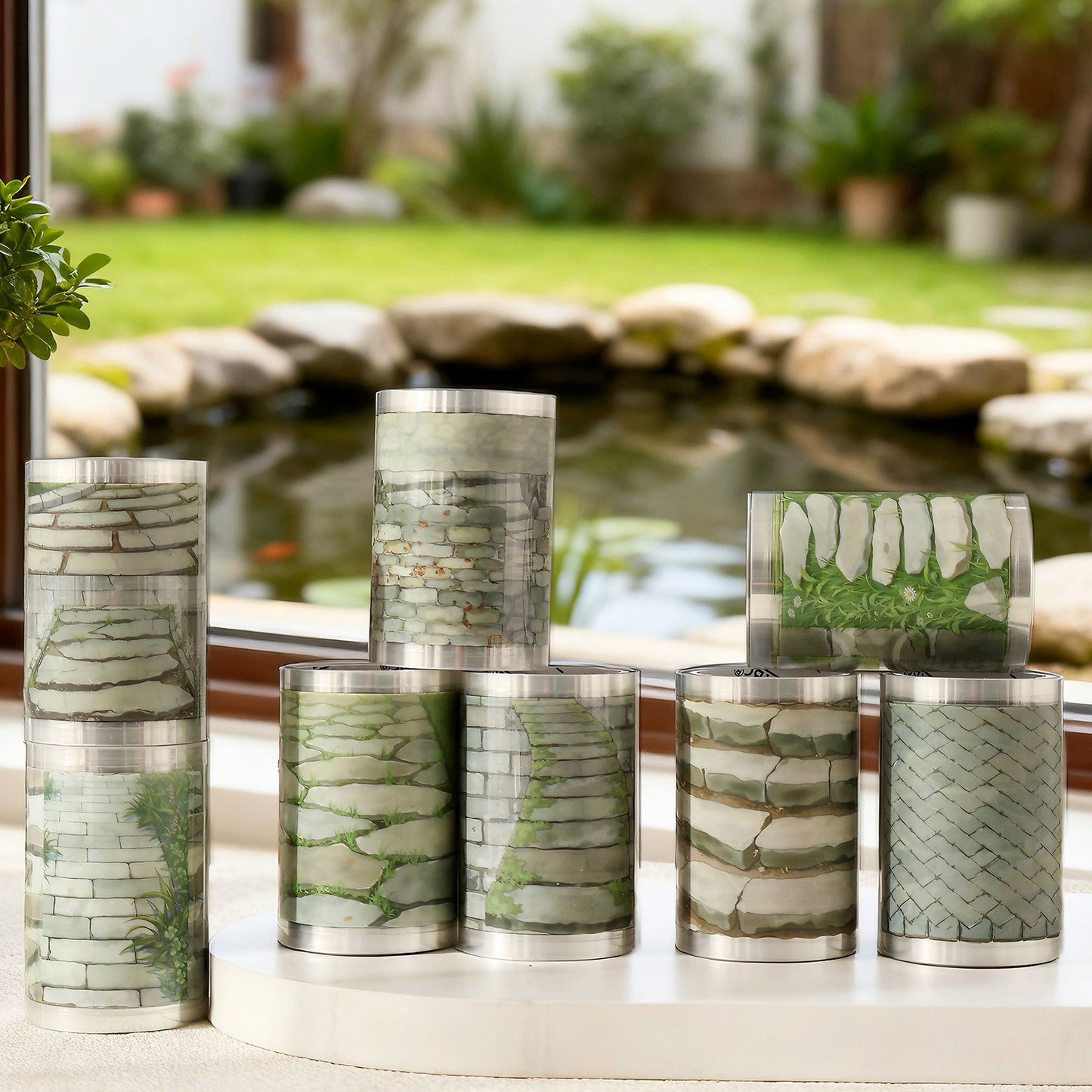 4 Rolls Pebble Path PET Stickers Tapes Set GDYXJ