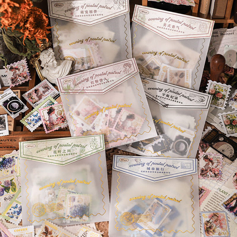 30 Pcs Vintage Stickers and Paper Supplies Kit XYHH