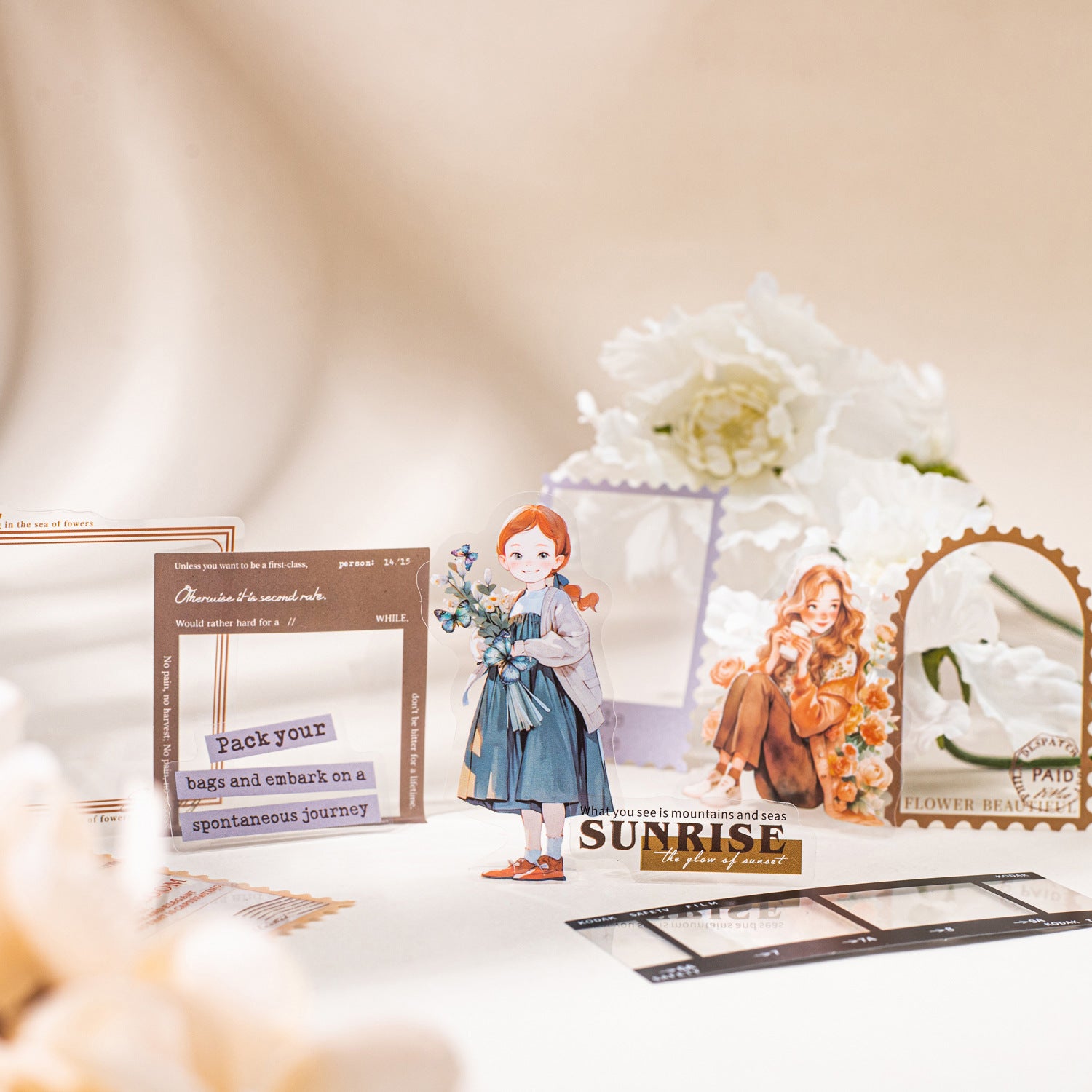 25 Pcs Girl Frame Words PET Stickers DGMH