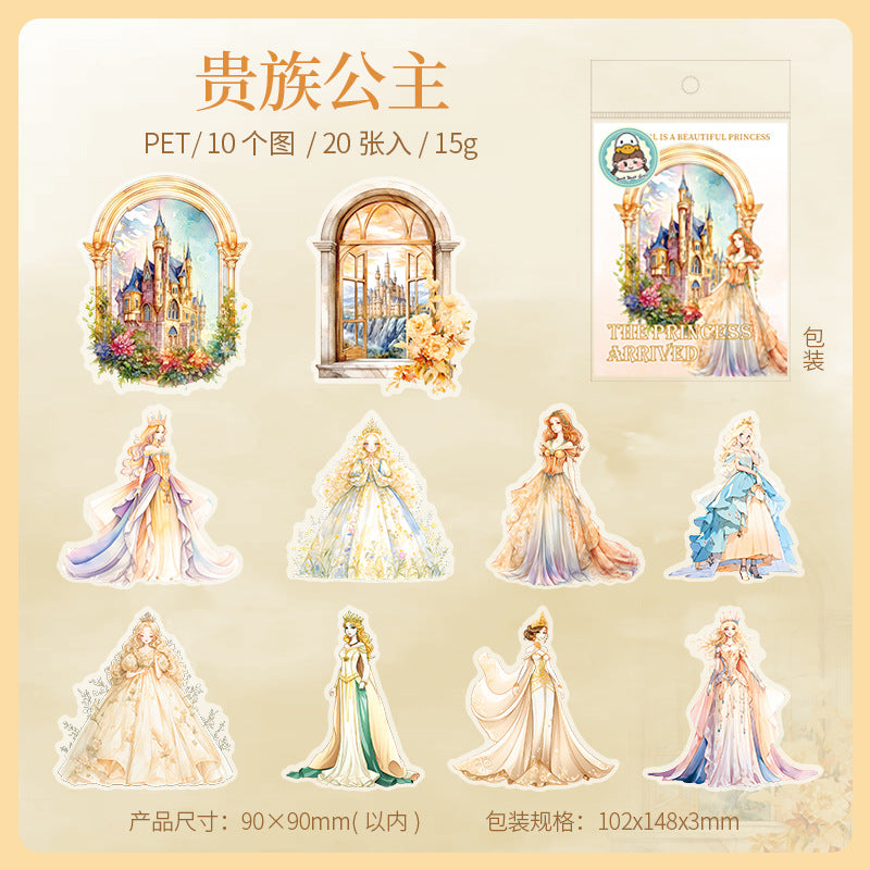 20 Pcs Princess PET Stickers GZJD