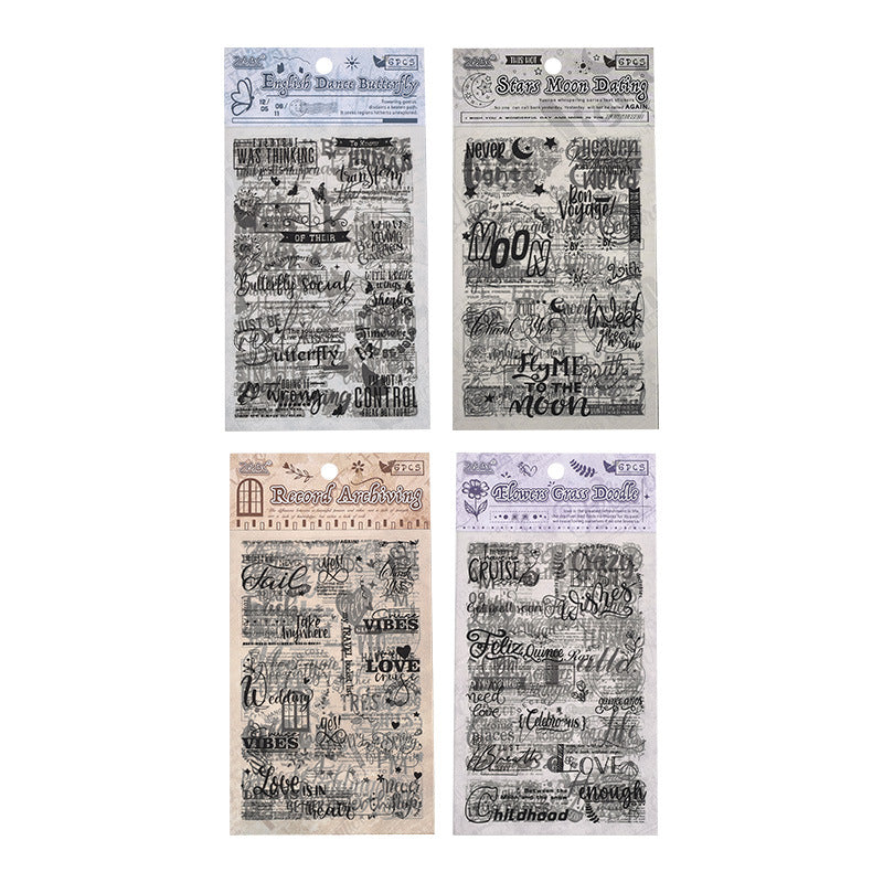 6 Sheets Quote PET Stickers YRQY