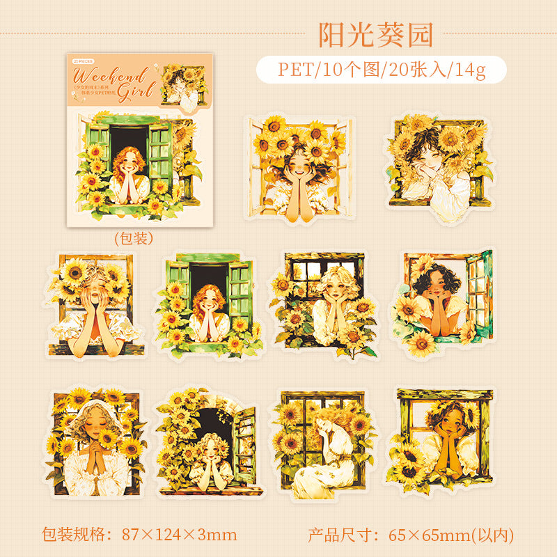 20 Pcs Life Style PET Girl Stickers SNZM