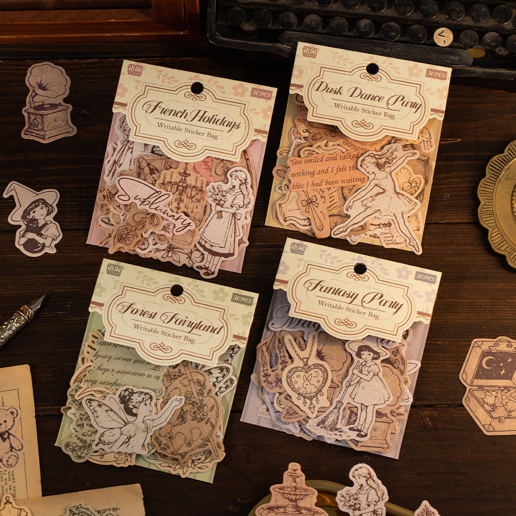 30 Pcs Vintage Journal Stickers BJLN