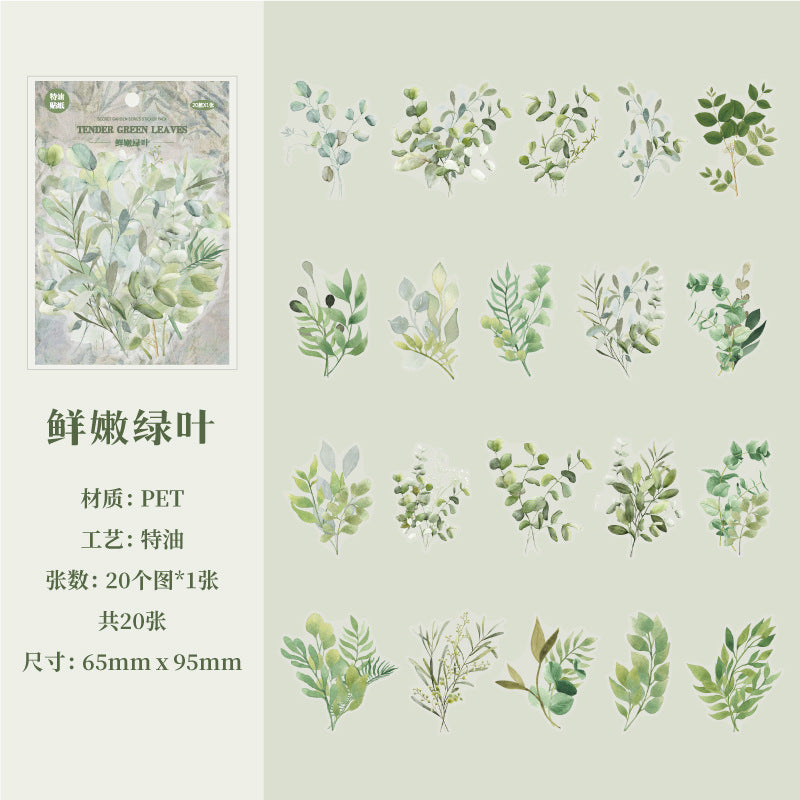 20 Pcs PET Flower Stickers MMHY