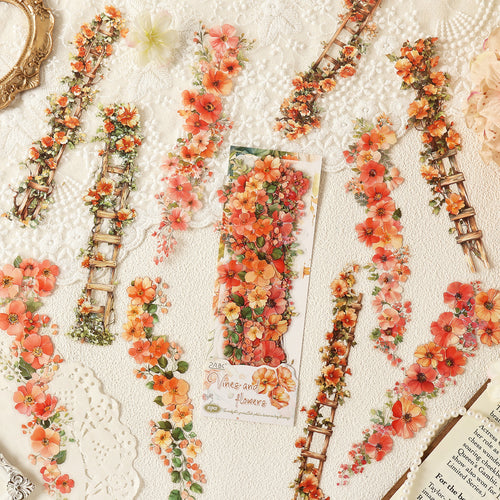 10 Pcs Flower Vine PET Stickers TQHX