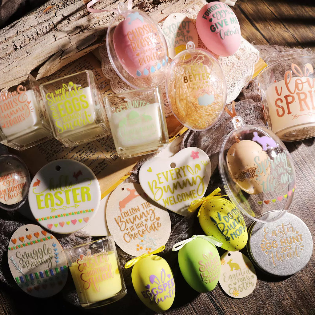 2 Sheets Waterproof Rub on Stickers - Easter Words