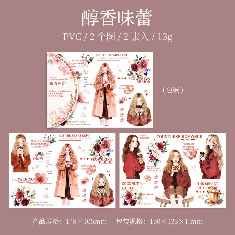 2 Pcs Flower and Girl Transfer Stickers XDDHH