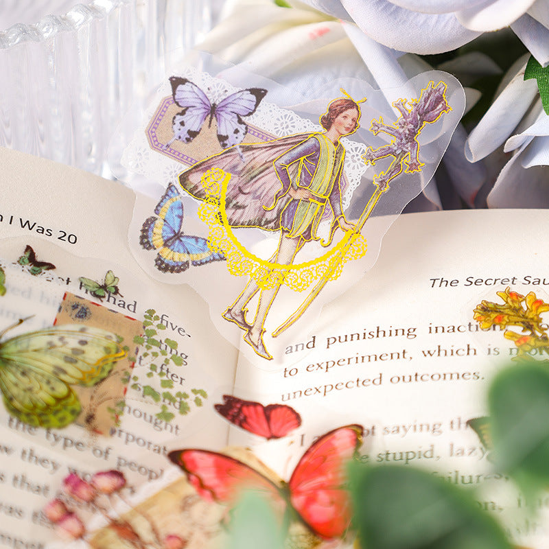 30 Pcs Plants Fairy Gold Foil PET Stickers WWZL