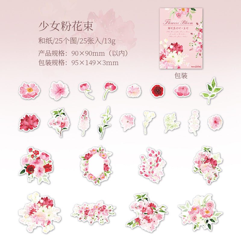 25 Pcs Flower Washi Stickers XHSK