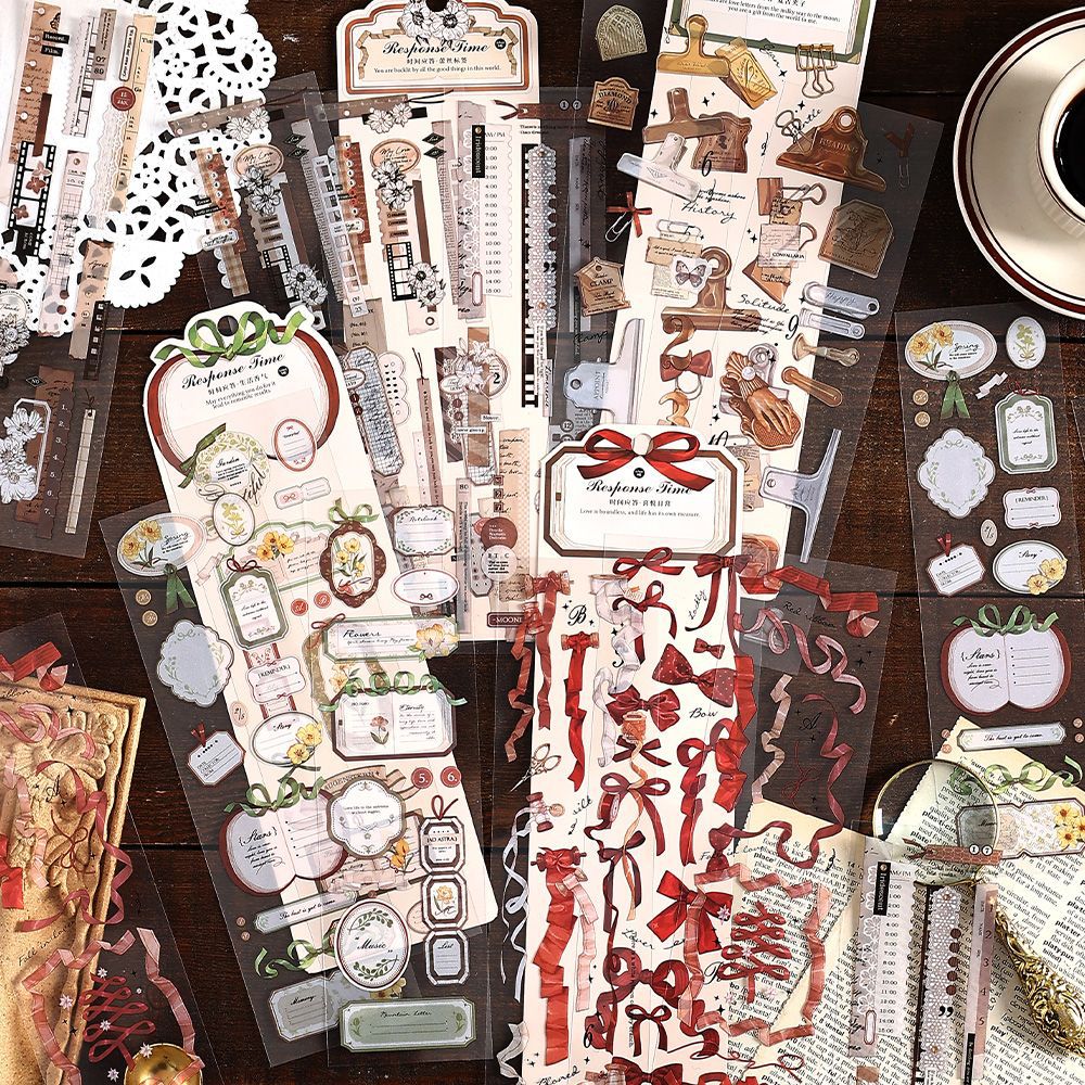6 Pcs Vintage PET Stickers SJYD