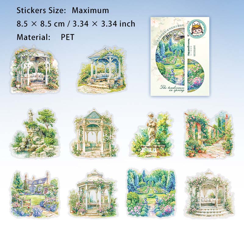 10 Pcs Garden Theme PET Stickers CTLWR